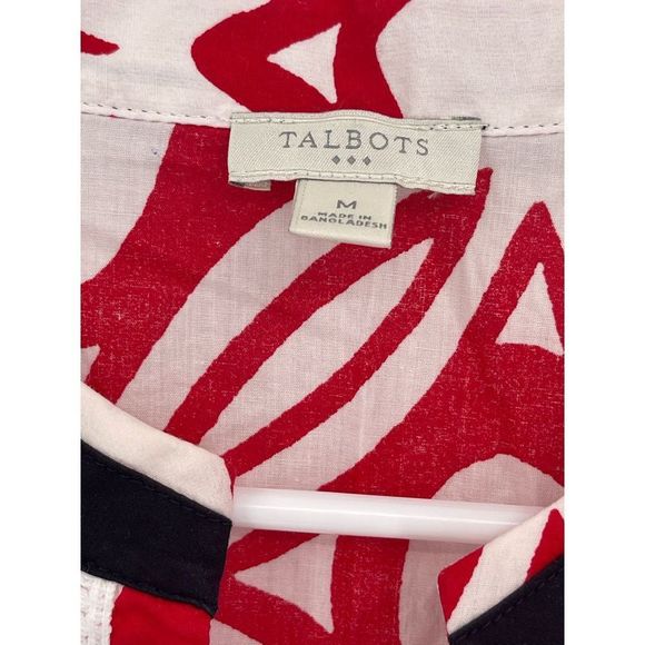 Talbots Tunic V Neck Beach Coverup Top Women Size Medium Red White Blue July 4th - Picture 8 of 12